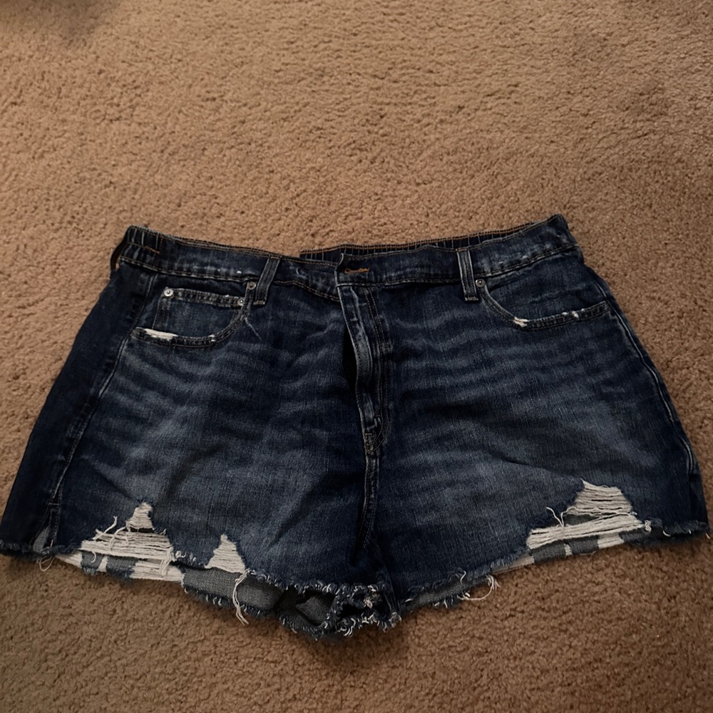Aerie Blue Distressed Jean Shorts